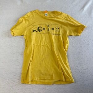Enjoi Business Plan T-Shirt Mens Medium Yellow Graphic Panda Smiley Skate